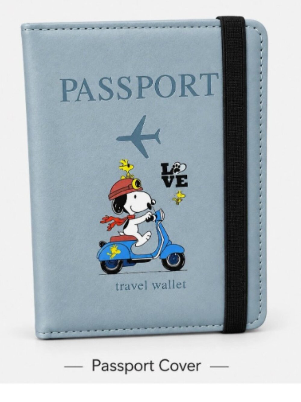 Blue Passport Cover Snoopy Dog Scooter Travel Wallet ID Organizer Protect Case